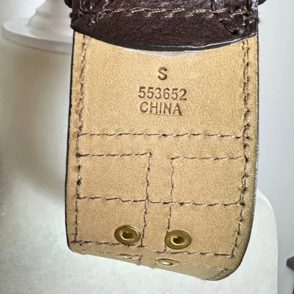 Michael‎ Kors Brown Leather Suede Patchwork Studded Waist Belt Gold Buckle Small